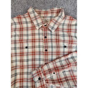LL Bean XL Tall Red Plaid Long Sleeve‎ Button Up Shirt Traditional Fit